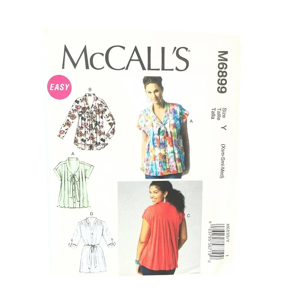 McCall's M6899 Misses Young Teen Tops Tunics Size Y (XS-S-M) Easy